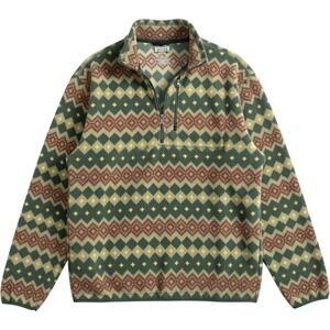 Duluth Trading Co Fleece Pullover Mens XL Green Geometric Fair Isle Quarter Zip